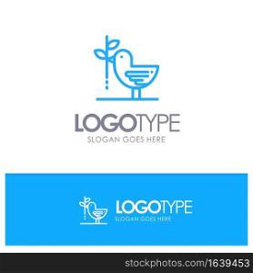 Agreement, Dove, Friendship, Harmony, Pacifism Blue outLine Logo with place for tagline