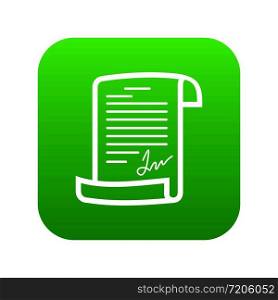 Agreement icon green vector isolated on white background. Agreement icon green vector