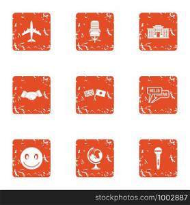 Agreement icons set. Grunge set of 9 agreement vector icons for web isolated on white background. Agreement icons set, grunge style