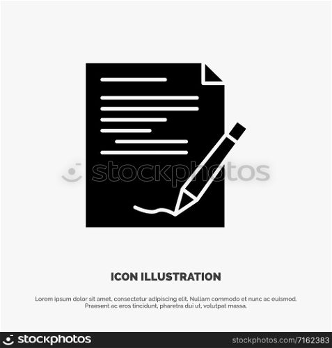 Agreement, Paper, Document, Note, Report solid Glyph Icon vector