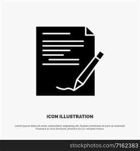 Agreement, Paper, Document, Note, Report solid Glyph Icon vector