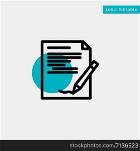 Agreement, Paper, Document, Note, Report turquoise highlight circle point Vector icon