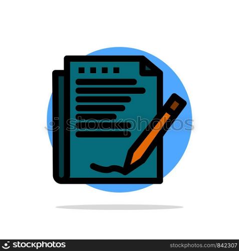 Agreement, Report, Form, Layout, Paper Abstract Circle Background Flat color Icon