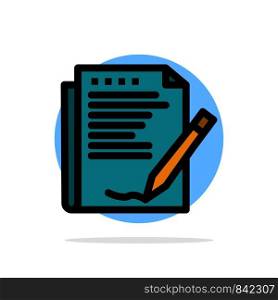 Agreement, Report, Form, Layout, Paper Abstract Circle Background Flat color Icon