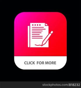Agreement, Report, Form, Layout, Paper Mobile App Button. Android and IOS Glyph Version
