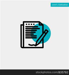 Agreement, Report, Form, Layout, Paper turquoise highlight circle point Vector icon
