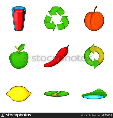 Agricultural company icons set. Cartoon set of 9 agricultural company vector icons for web isolated on white background. Agricultural company icons set, cartoon style