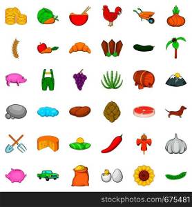 Agricultural icons set. Cartoon style of 36 agricultural vector icons for web isolated on white background. Agricultural icons set, cartoon style