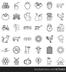 Agricultural icons set. Outline style of 36 agricultural vector icons for web isolated on white background. Agricultural icons set, outline style