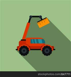 Agricultural lift machine icon. Flat illustration of agricultural lift machine vector icon for web design. Agricultural lift machine icon, flat style