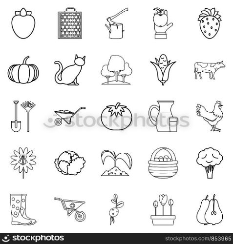 Agriculturalist icons set. Outline set of 25 agriculturalist vector icons for web isolated on white background. Agriculturalist icons set, outline style