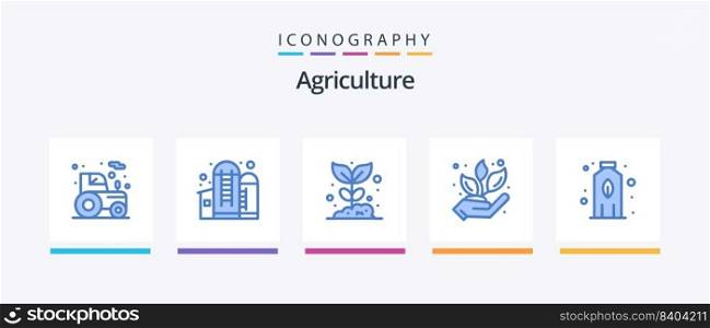 Agriculture Blue 5 Icon Pack Including bottle. nature. agriculture. grower. plant. Creative Icons Design