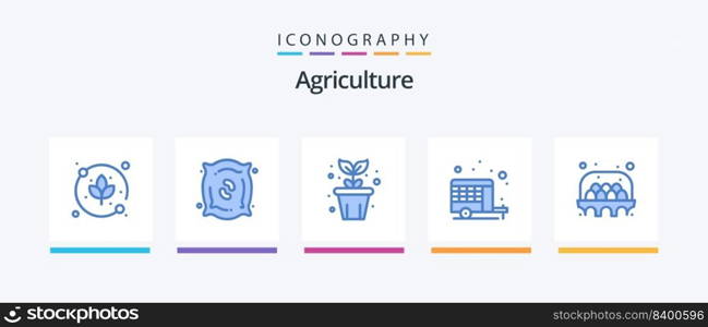 Agriculture Blue 5 Icon Pack Including eggs. agriculture. pot. spring. camp. Creative Icons Design