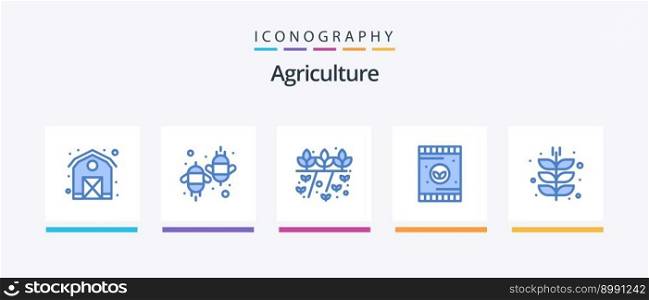 Agriculture Blue 5 Icon Pack Including farm. soil. agriculture. plant. agriculture. Creative Icons Design
