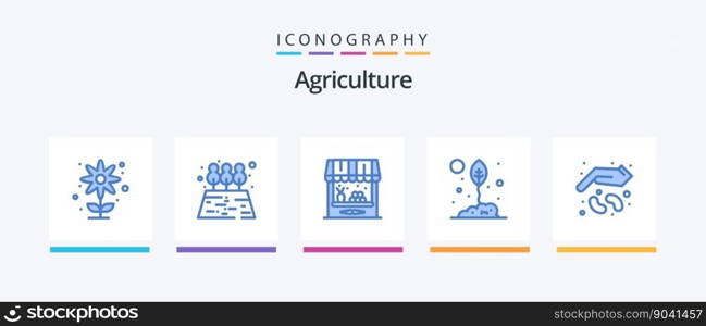 Agriculture Blue 5 Icon Pack Including farming. nature. barn. leaf. eco. Creative Icons Design