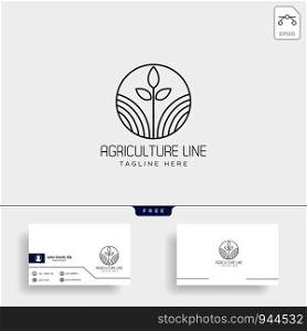 agriculture eco nature green line art logo template icon element isolated. agriculture eco green line art logo template icon element