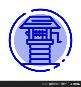 Agriculture, Farm, Farming, Well Blue Dotted Line Line Icon