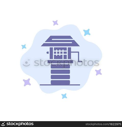 Agriculture, Farm, Farming, Well Blue Icon on Abstract Cloud Background