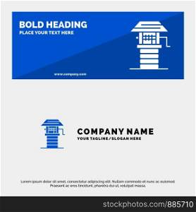 Agriculture, Farm, Farming, Well SOlid Icon Website Banner and Business Logo Template