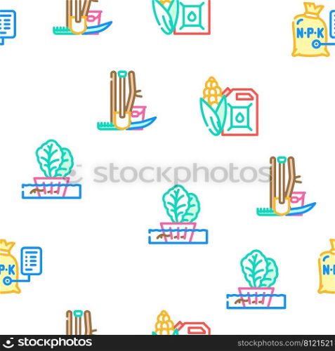 Agriculture Farmland Business Vector Seamless Pattern Color Line Illustration. Agriculture Farmland Business Icons Set Vector