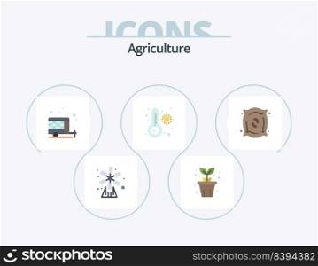 Agriculture Flat Icon Pack 5 Icon Design. fertilizer. thermometer. plant. temperature. spring