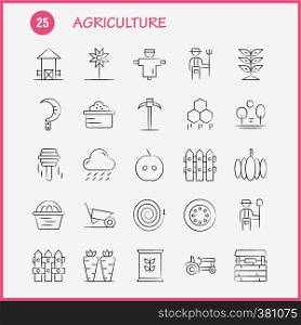 Agriculture Hand Drawn Icon Pack For Designers And Developers. Icons Of Agriculture, Apple, Country, Farm, Farming, Farm, Farming, Food, Vector