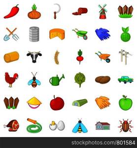 Agriculture icons set. Cartoon style of 36 agriculture vector icons for web isolated on white background. Agriculture icons set, cartoon style