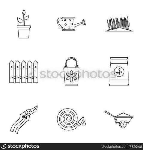 Agriculture icons set. Outline illustration of 9 agriculture vector icons for web. Agriculture icons set, outline style