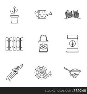 Agriculture icons set. Outline illustration of 9 agriculture vector icons for web. Agriculture icons set, outline style