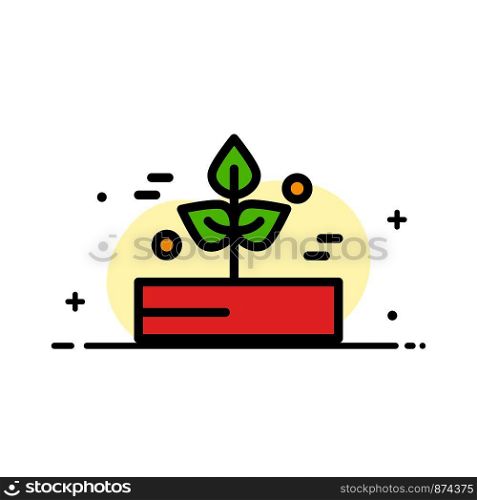 Agriculture, Leaf, Plant, Rain, Rainy Business Flat Line Filled Icon Vector Banner Template