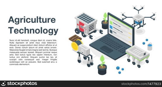 Agriculture technology concept banner. Isometric illustration of agriculture technology vector concept banner for web design. Agriculture technology concept banner, isometric style