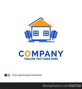 agriculture, urban, ecology, environment, farming Blue Yellow Business Logo template. Creative Design Template Place for Tagline.