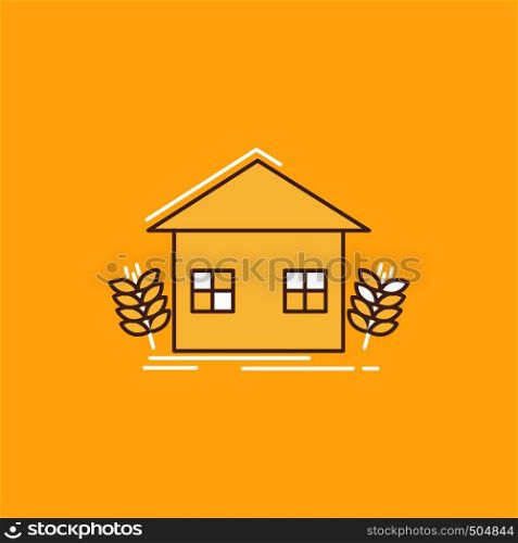 agriculture, urban, ecology, environment, farming Flat Line Filled Icon. Beautiful Logo button over yellow background for UI and UX, website or mobile application. Vector EPS10 Abstract Template background