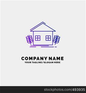 agriculture, urban, ecology, environment, farming Purple Business Logo Template. Place for Tagline. Vector EPS10 Abstract Template background