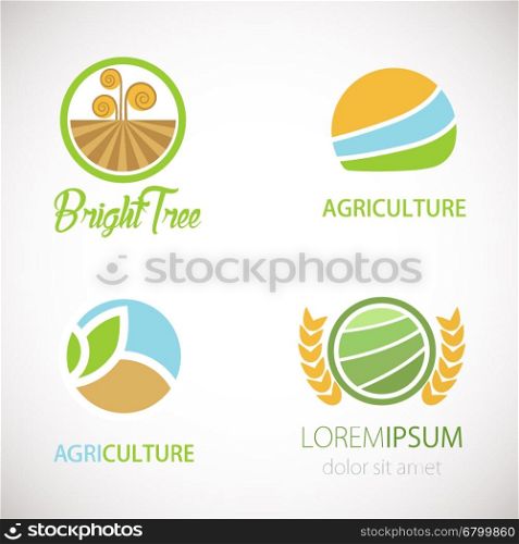 Agro company logo set. Agro company logo design template. Vector landscape icon. Agriculture abstract logotype. Vector nature symbol