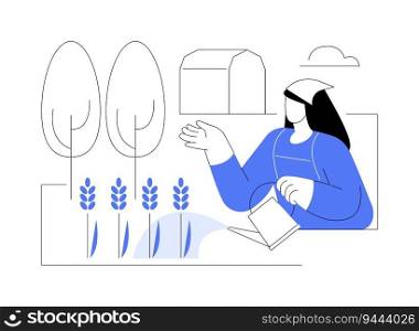 Agroforestry abstract concept vector illustration. Group of diverse farmers growing trees and crops, sustainable agriculture, precision agriculture, agroecology system abstract metaphor.. Agroforestry abstract concept vector illustration.