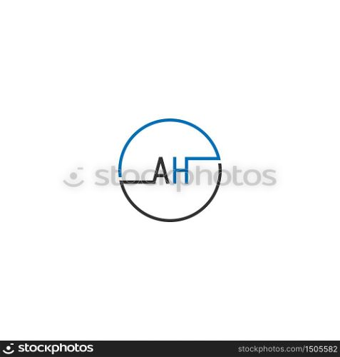 AH logo letter design concept in black and blue color