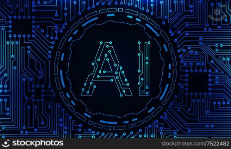 AI (Artificial Intelligence), Circuit Background, Nanotechnologies, Global Network Technology - Illustration Vector. AI (Artificial Intelligence), Circuit Background, Nanotechnologies, Global Network Technolog