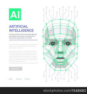 AI Artificial intelligence concept. Human face consisting of polygons, points and lines. Vector illustration. AI Artificial intelligence concept. Human face consisting of polygons, points and lines. Vector illustration.
