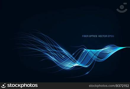 AI Artificial intelligence wave lines neural network. vector in concept of technology, fiber optics lights abstract background.
