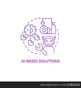 AI bases solutions purple gradient concept icon. Cost efficient technology for business. Web 3 0 abstract idea thin line illustration. Isolated outline drawing. Myriad Pro-Bold fonts used. AI bases solutions purple gradient concept icon