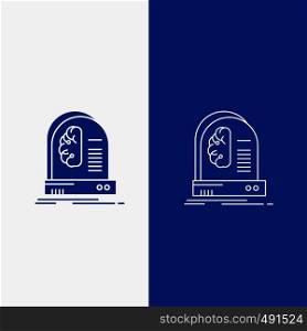 Ai, brain, future, intelligence, machine Line and Glyph web Button in Blue color Vertical Banner for UI and UX, website or mobile application. Vector EPS10 Abstract Template background