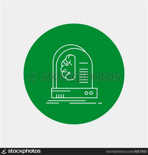 Ai, brain, future, intelligence, machine White Line Icon in Circle background. vector icon illustration. Vector EPS10 Abstract Template background