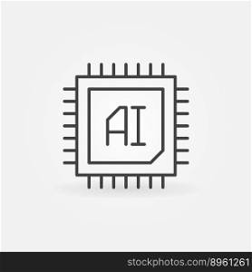 Ai chip icon in thin line style vector image