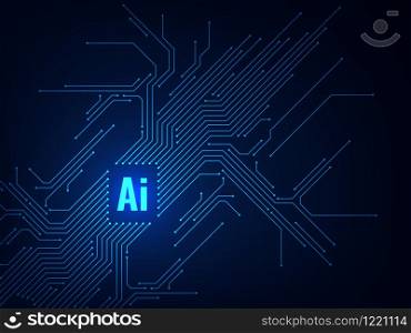 Ai chipset. Circuit board electronic artificial intelligence programming, digital microchip technology, futuristic databoard vector concept. Ai chipset. Circuit board electronic artificial intelligence programming, digital microchip technology, futuristic vector concept