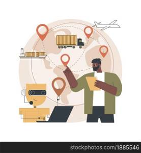 AI in travel and transportation abstract concept vector illustration. Artificial intelligence in transportation, AI travel recommendations, smart booking, real-time tracking abstract metaphor.. AI in travel and transportation abstract concept vector illustration.