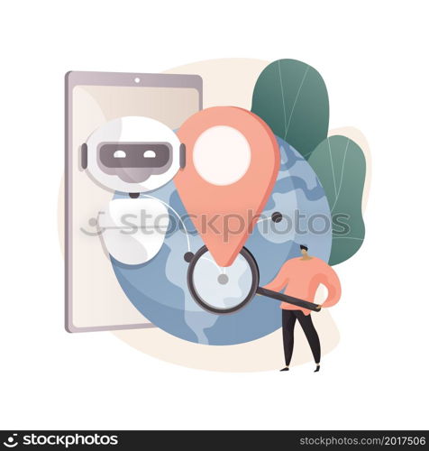 AI in travel and transportation abstract concept vector illustration. Artificial intelligence in transportation, AI travel recommendations, smart booking, real-time tracking abstract metaphor.. AI in travel and transportation abstract concept vector illustration.