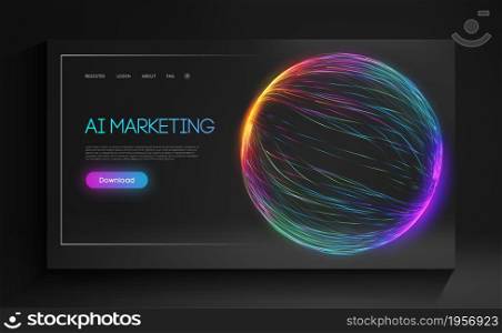 AI Marketing Abstract Technology Background. Artificial intelligence digital marketing chatbot. Technology consulting machine.. AI Marketing Abstract Technology Background. Artificial intelligence digital marketing chatbot. Technology consulting machine. Vector Illustration.