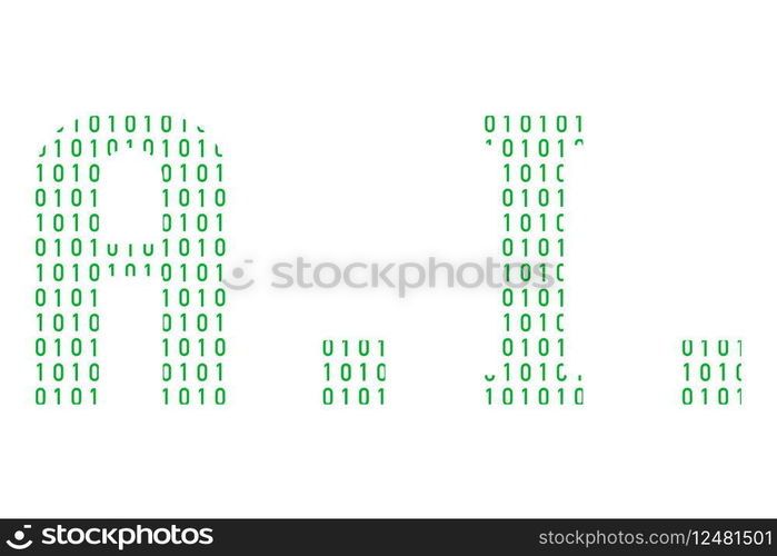 AI or artificial intelligence text written in binary code vector