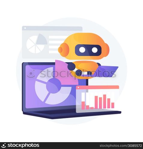 AI-powered marketing tools abstract concept vector illustration. AI-powered research, marketing tools automation, e-commerce search, customer recommendation, machine learning abstract metaphor.. AI-powered marketing tools abstract concept vector illustration.